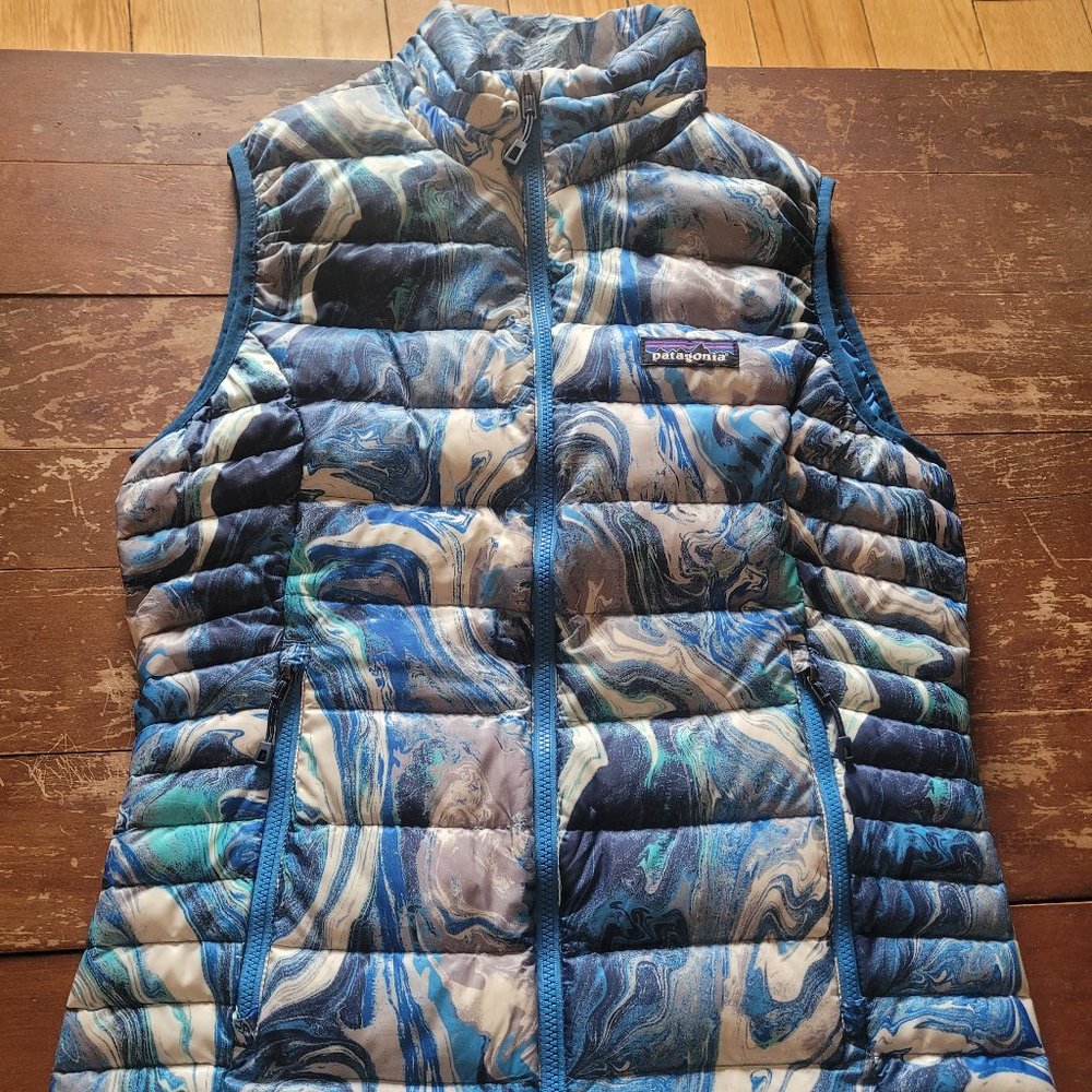 Patagonia Blue Marbled Down Vest XS